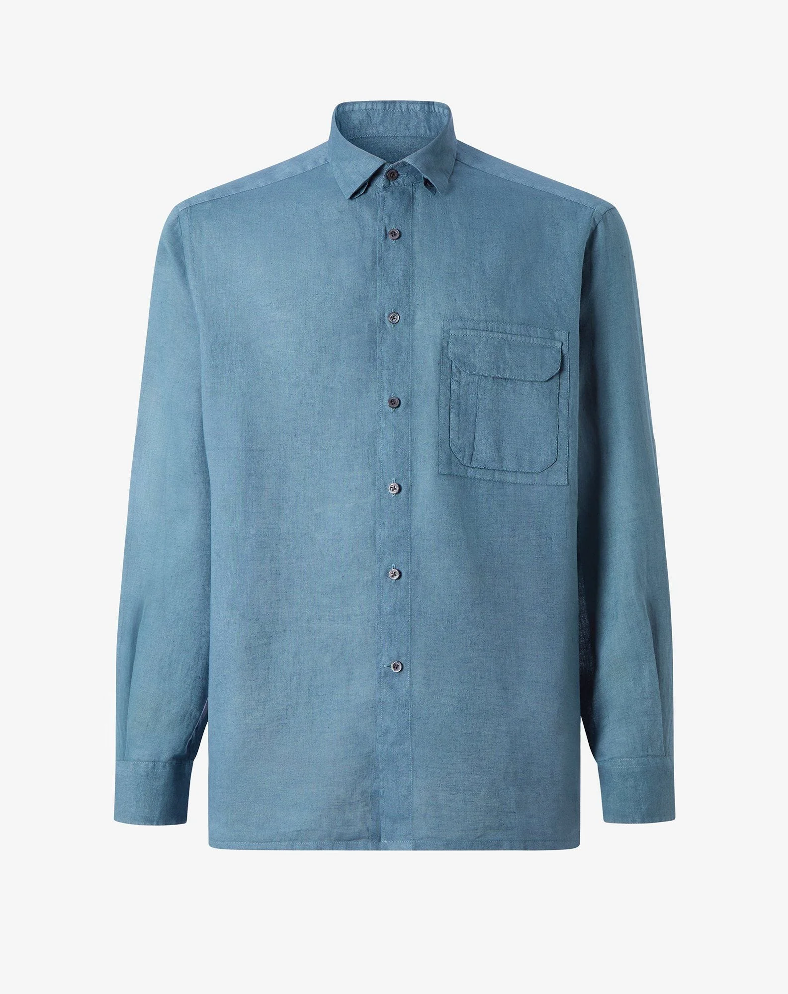 Blue pure linen shirt - 1