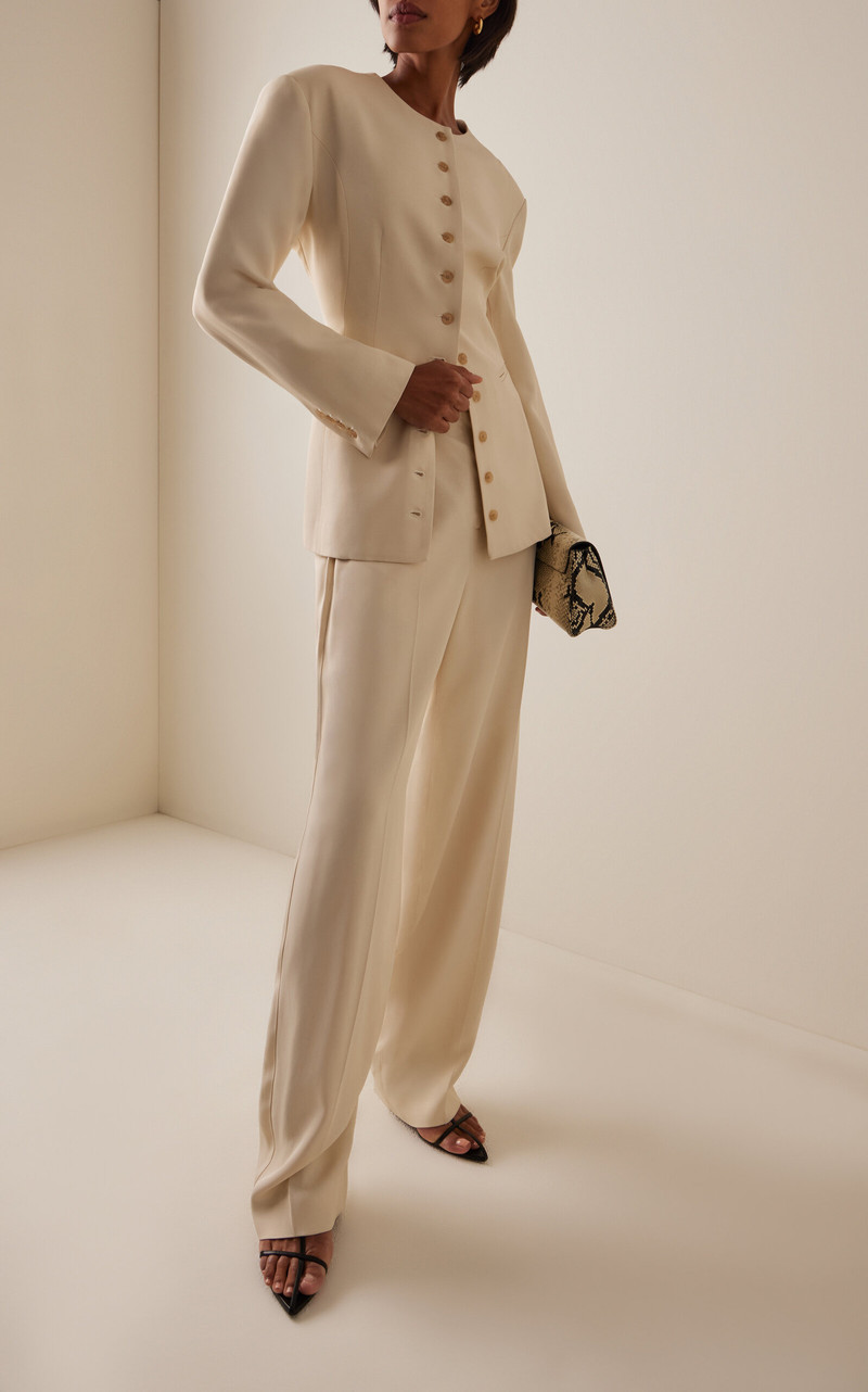 HEIRLOME Carolyn Twill Tapered Trousers ivory outlook
