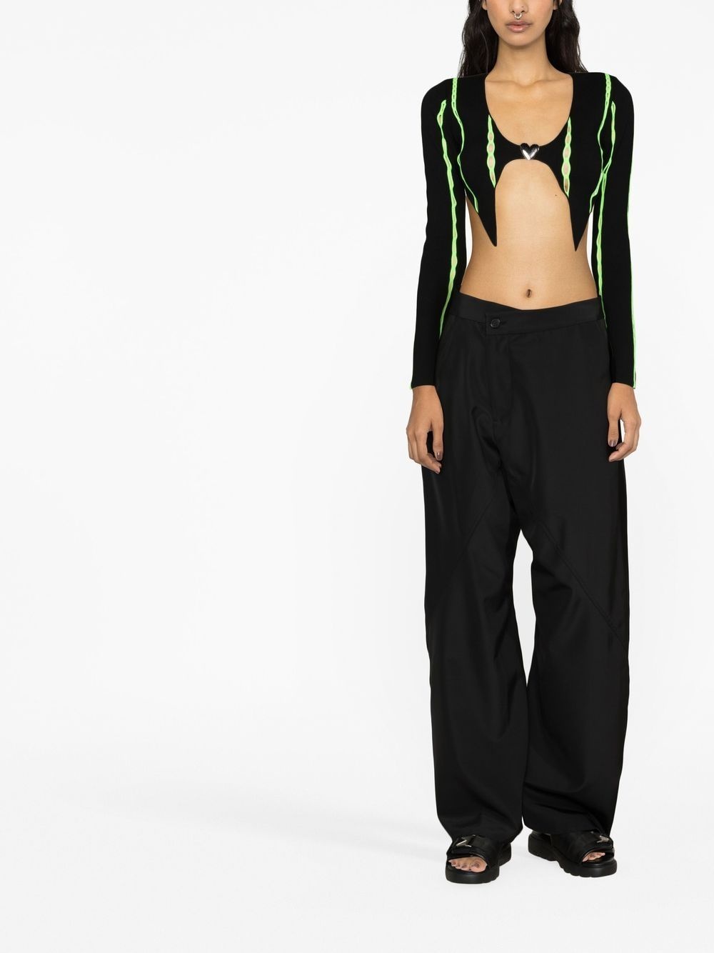 contrast-trim cropped cardigan - 2