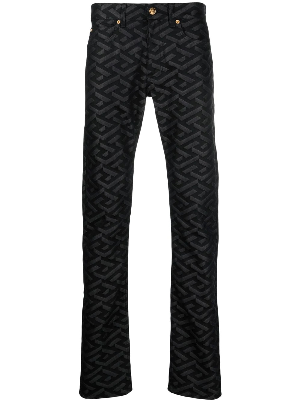 La Greca-print slim-fit denim jeans - 1