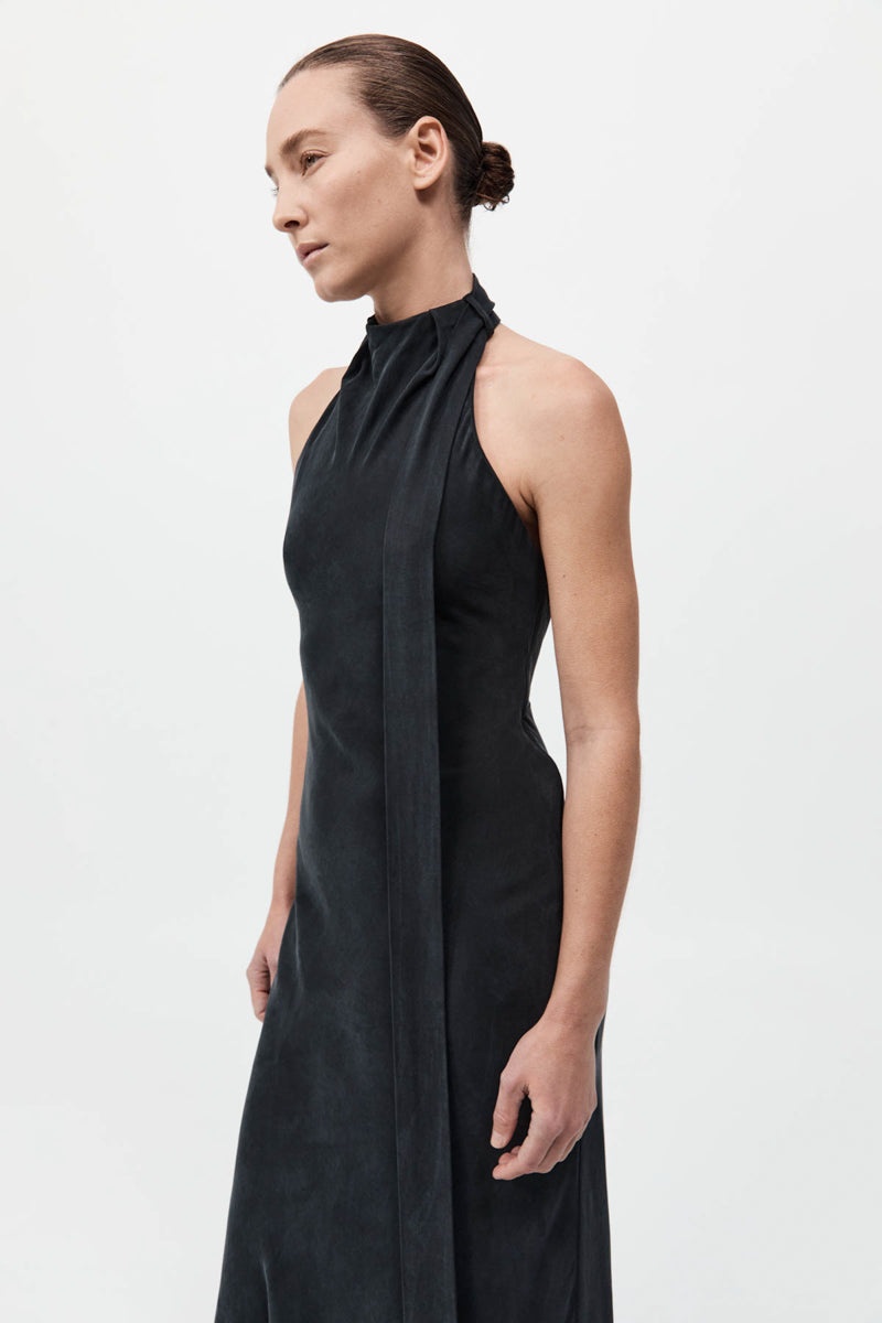 Bias Scarf Dress - Black - 5