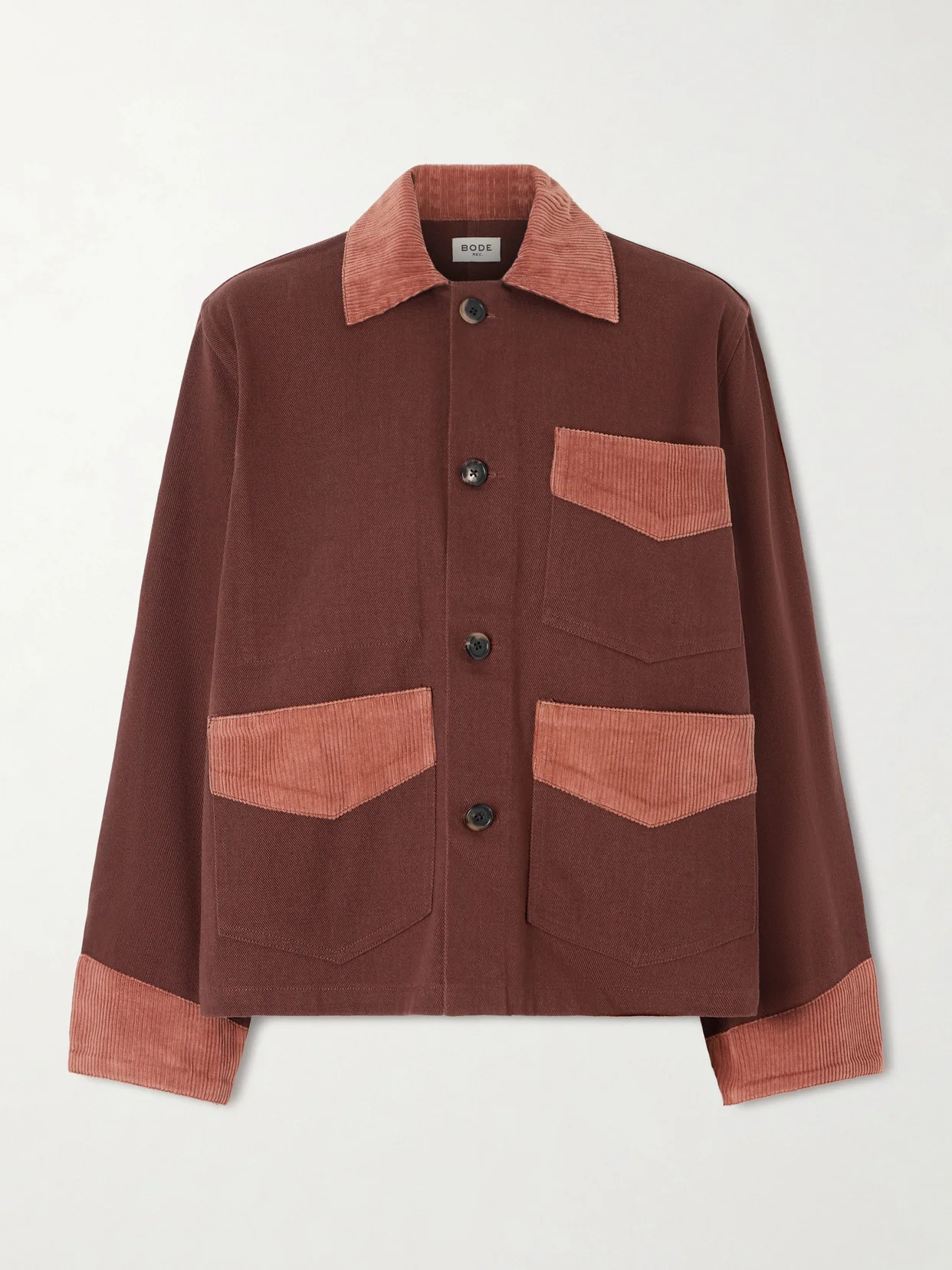 Corduroy-trimmed Cotton-twill Jacket - 1