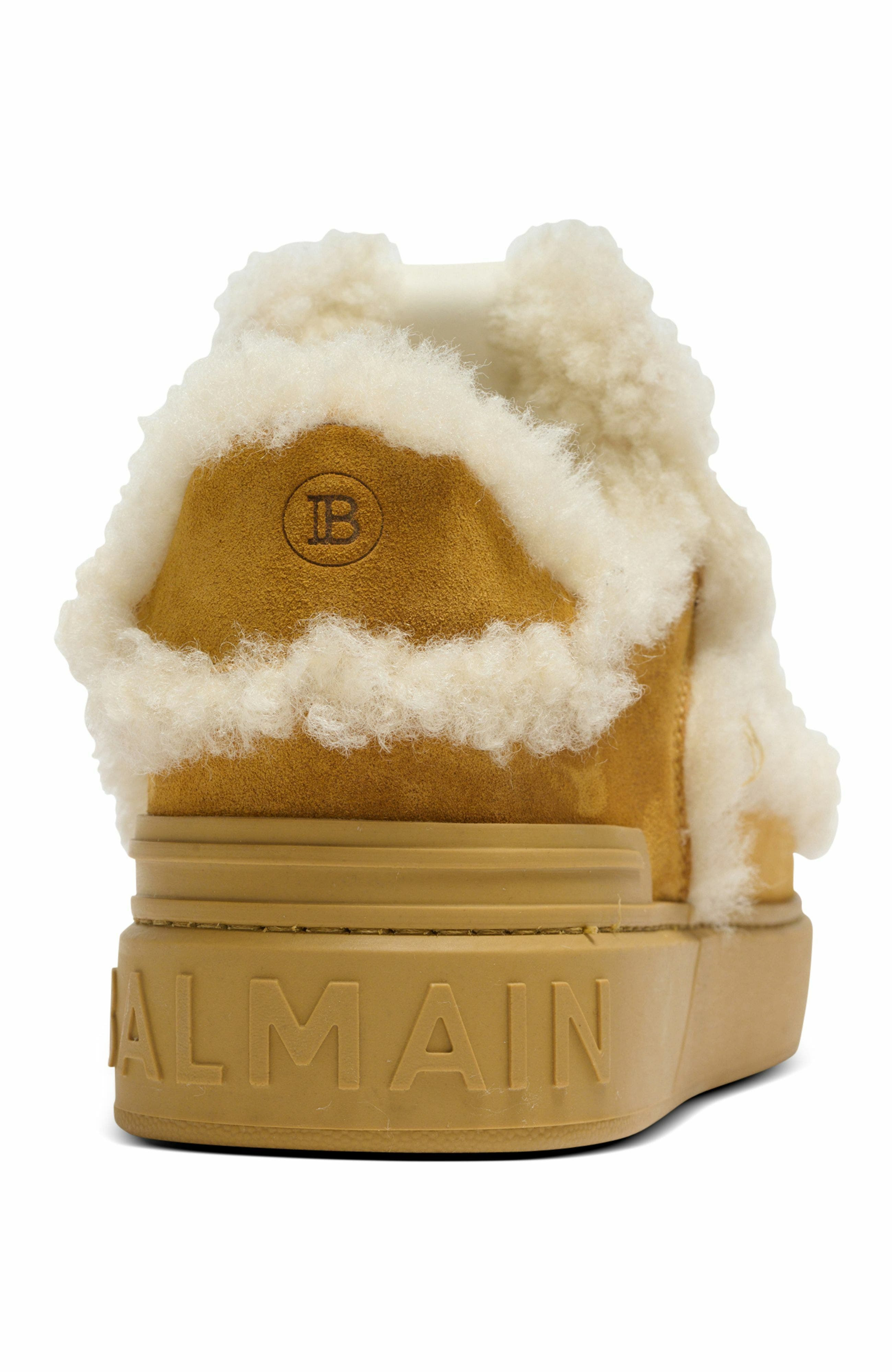 Balmain B-Court Flip Shearling Trainers in Brown at Nordstrom - 8