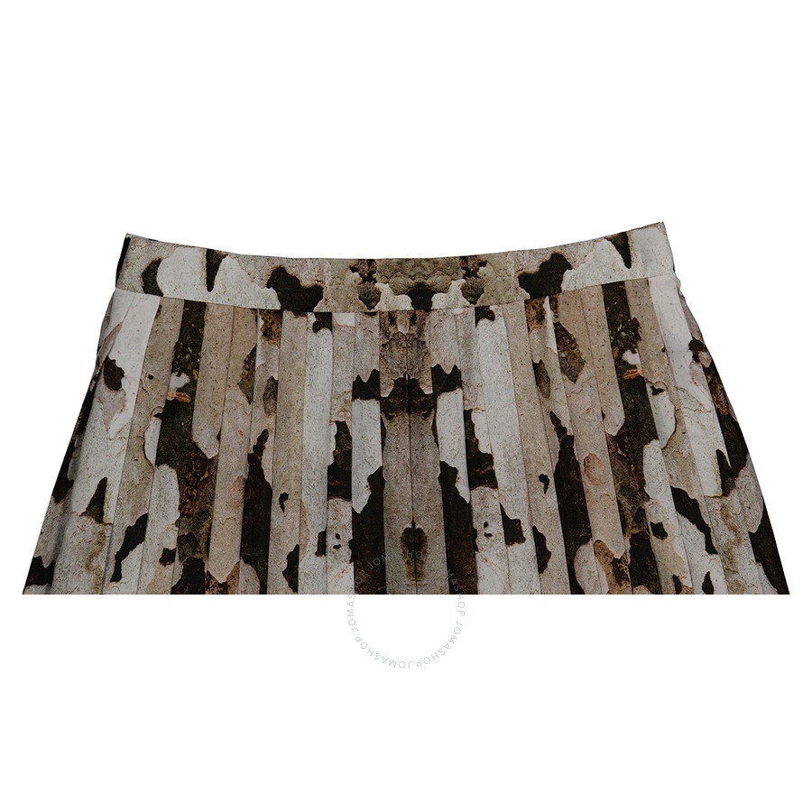 Burberry Ladies Camouflage Print And Stripes Pleated Skirt - 7