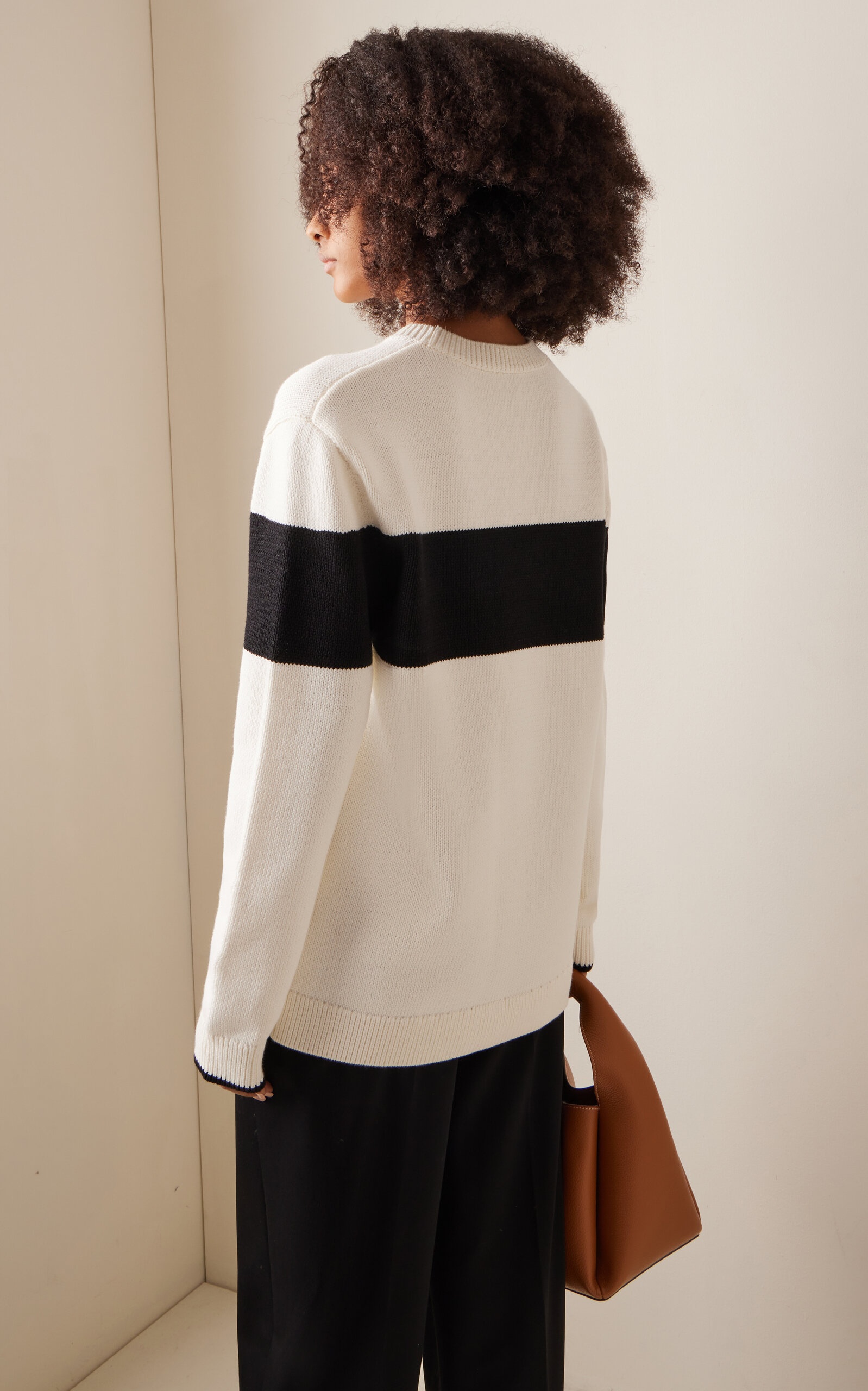Contrast-Striped Knit Sweater black/white - 4