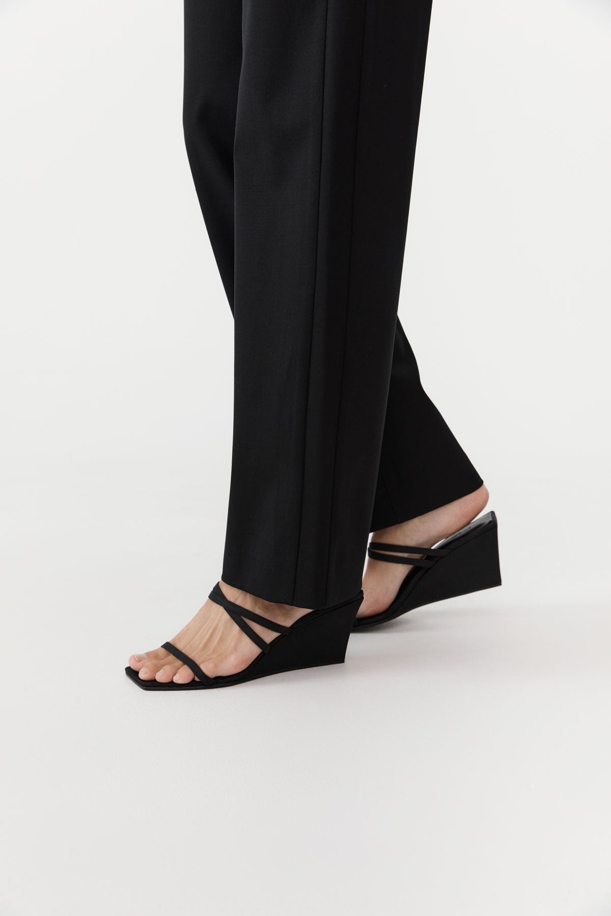 Cross Strap Wedge - Black - 5