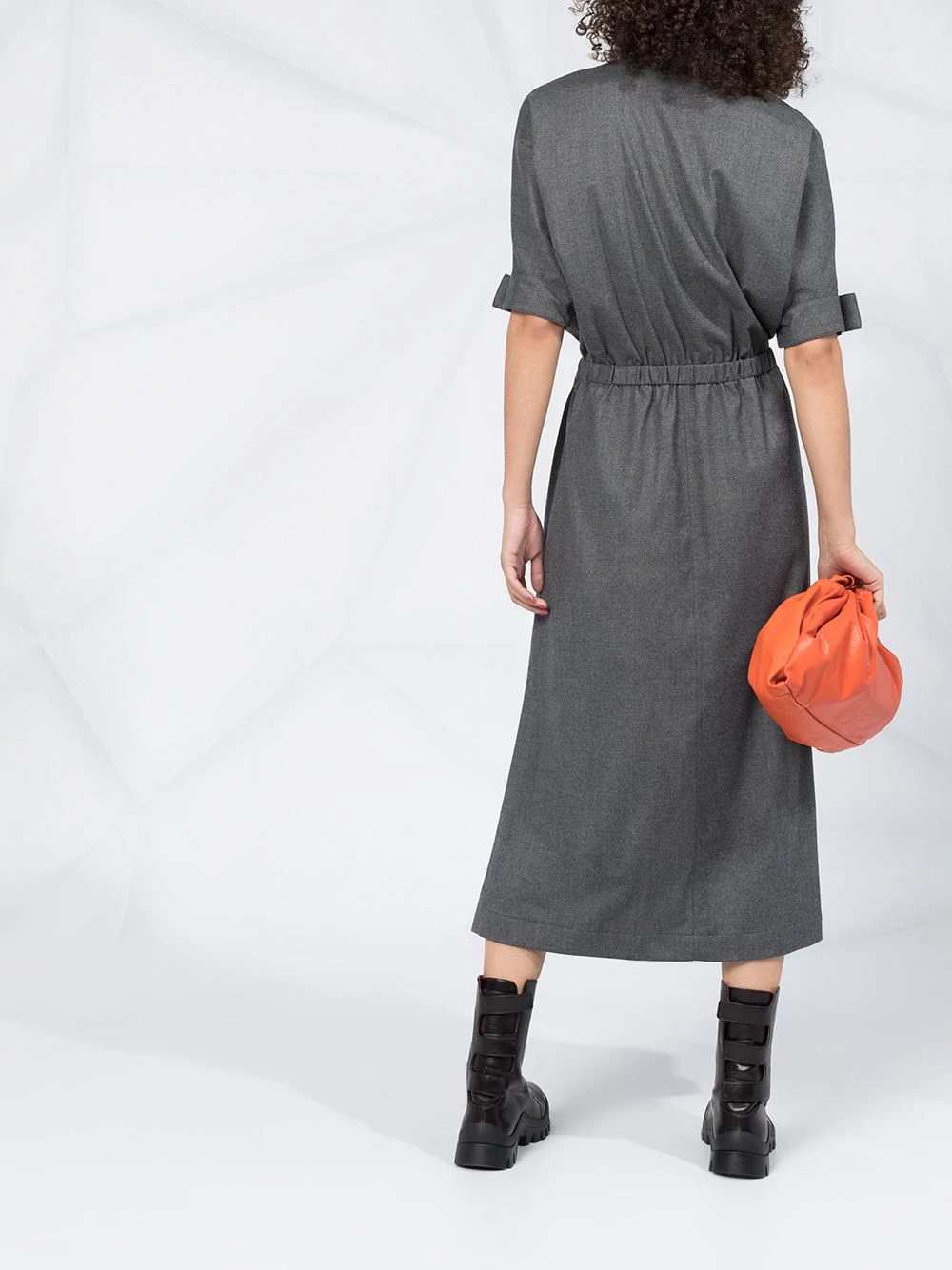 belted wool-blend midi dress - 6