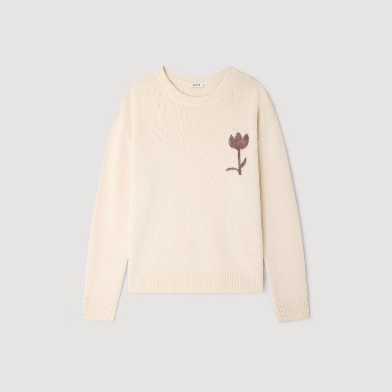 WOOL SWEATER WITH FLOWER DETAIL 1