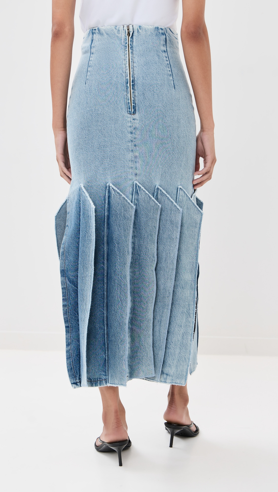 Denim Skirt with Panel Detail - 3