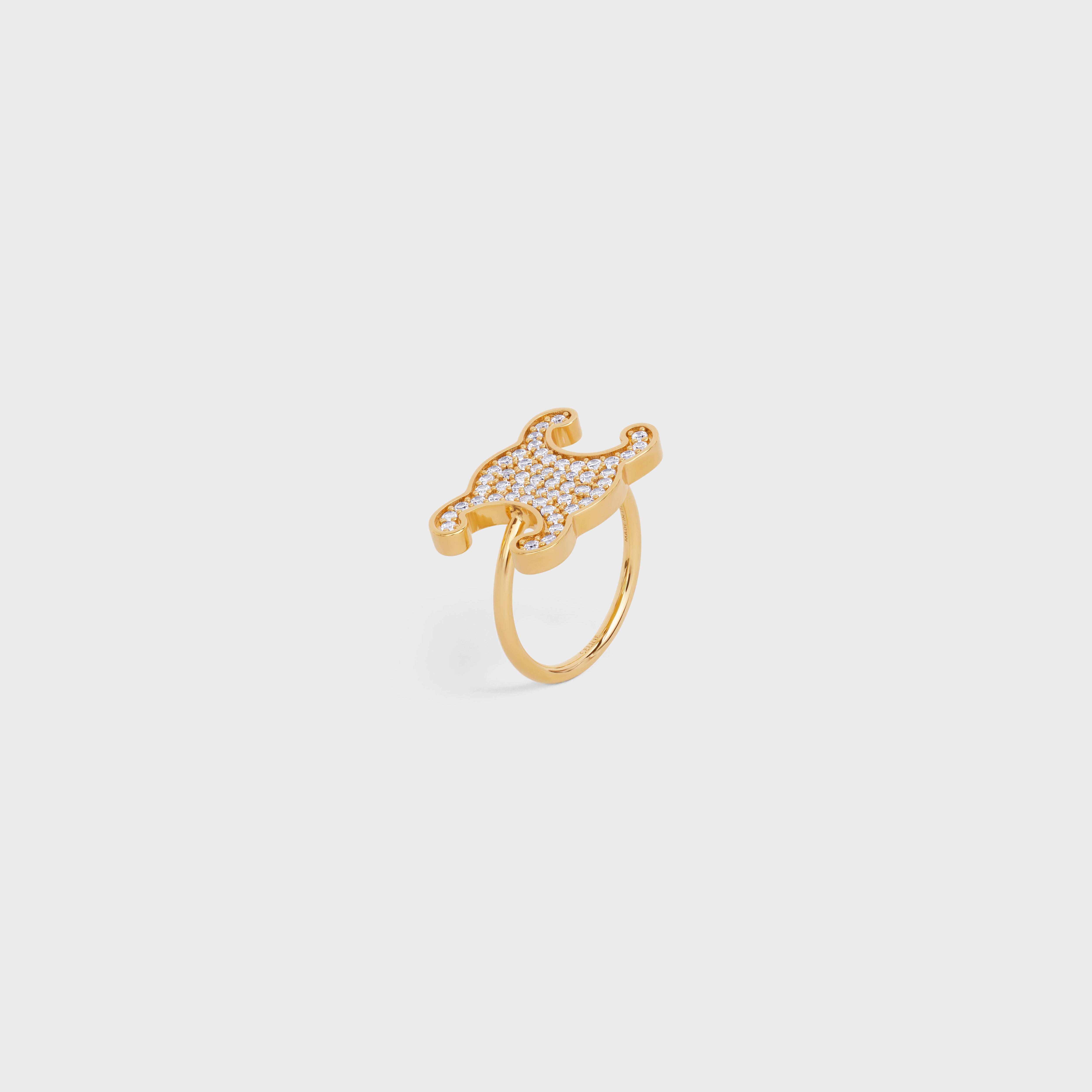 Triomphe Rhinestone Ring in Brass with Gold Finish and Crystals - 2