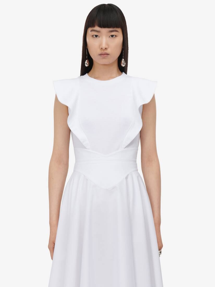 Women's Corset Midi Skirt in Optic White - 5
