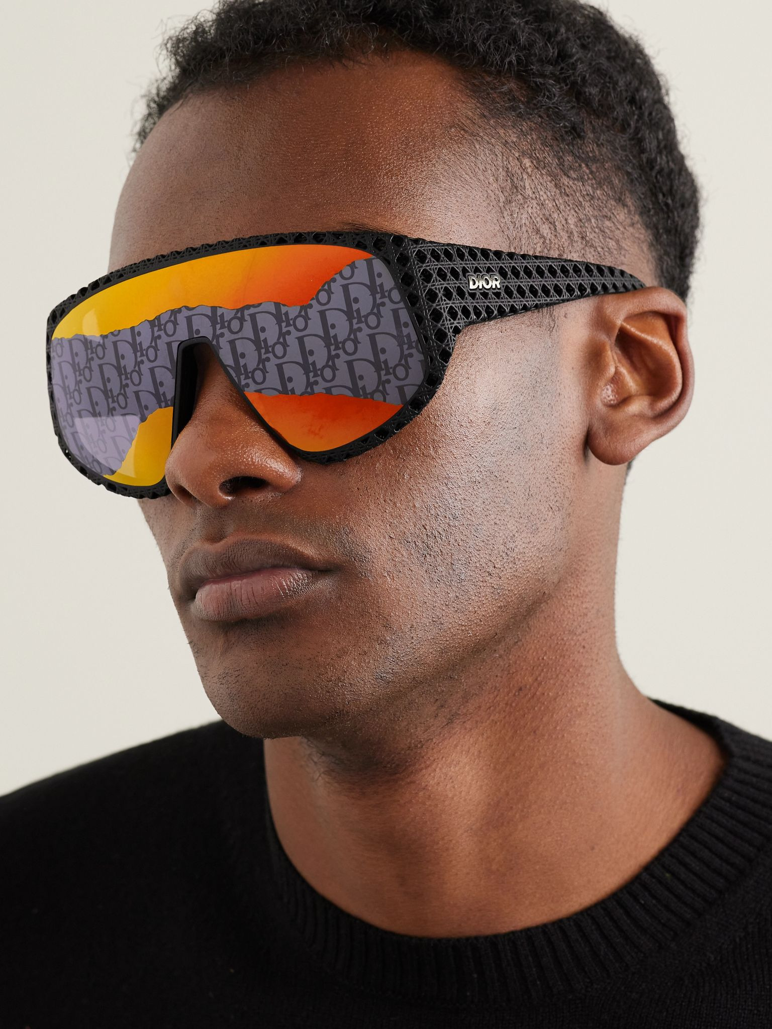 Dior3D M1U Round-Frame Textured-Acetate Sunglasses Black - 2