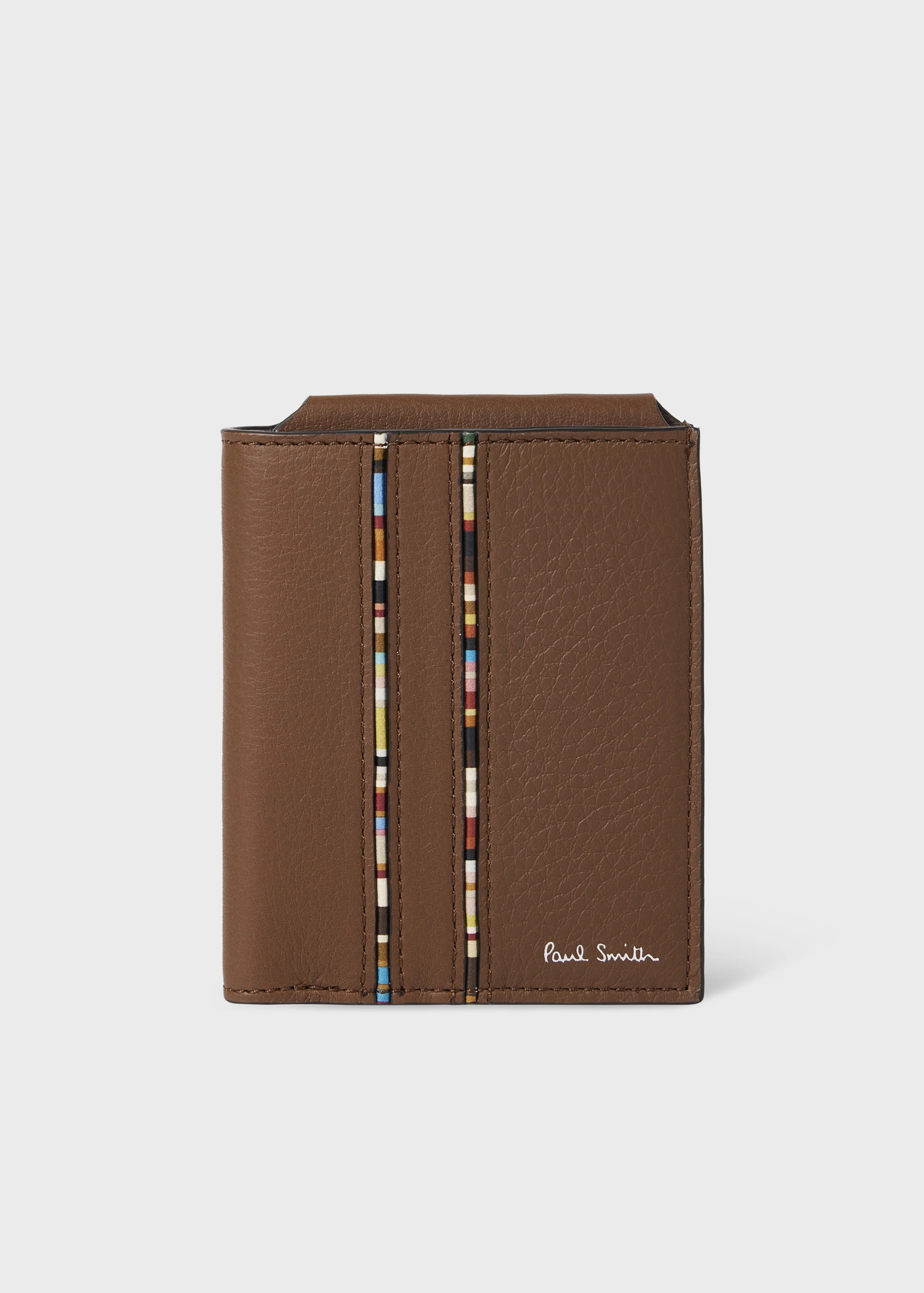 Tan Leather 'Signature Stripe' Piping Billfold Wallet - 1