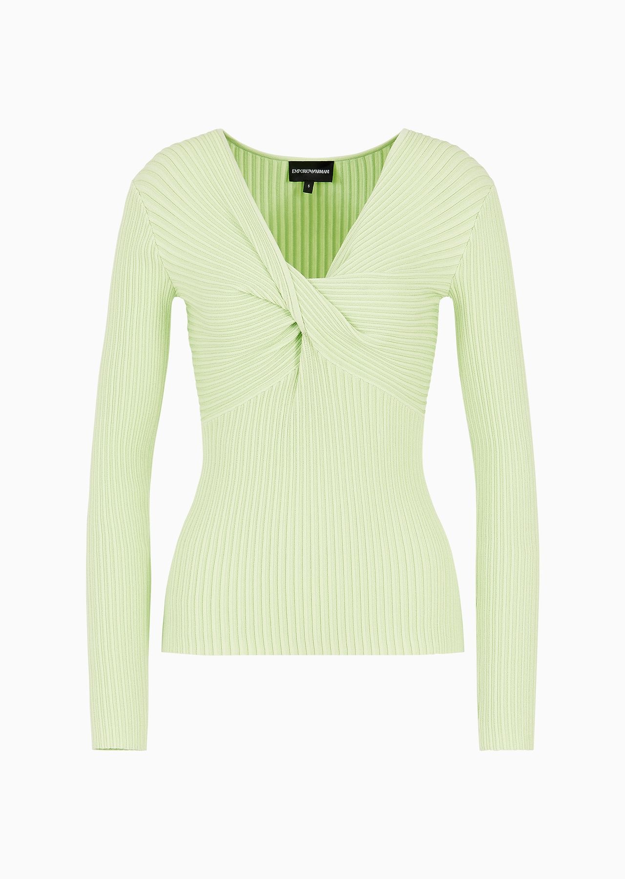 Link-stitch viscose-blend jumper with crossover V neckline - 1
