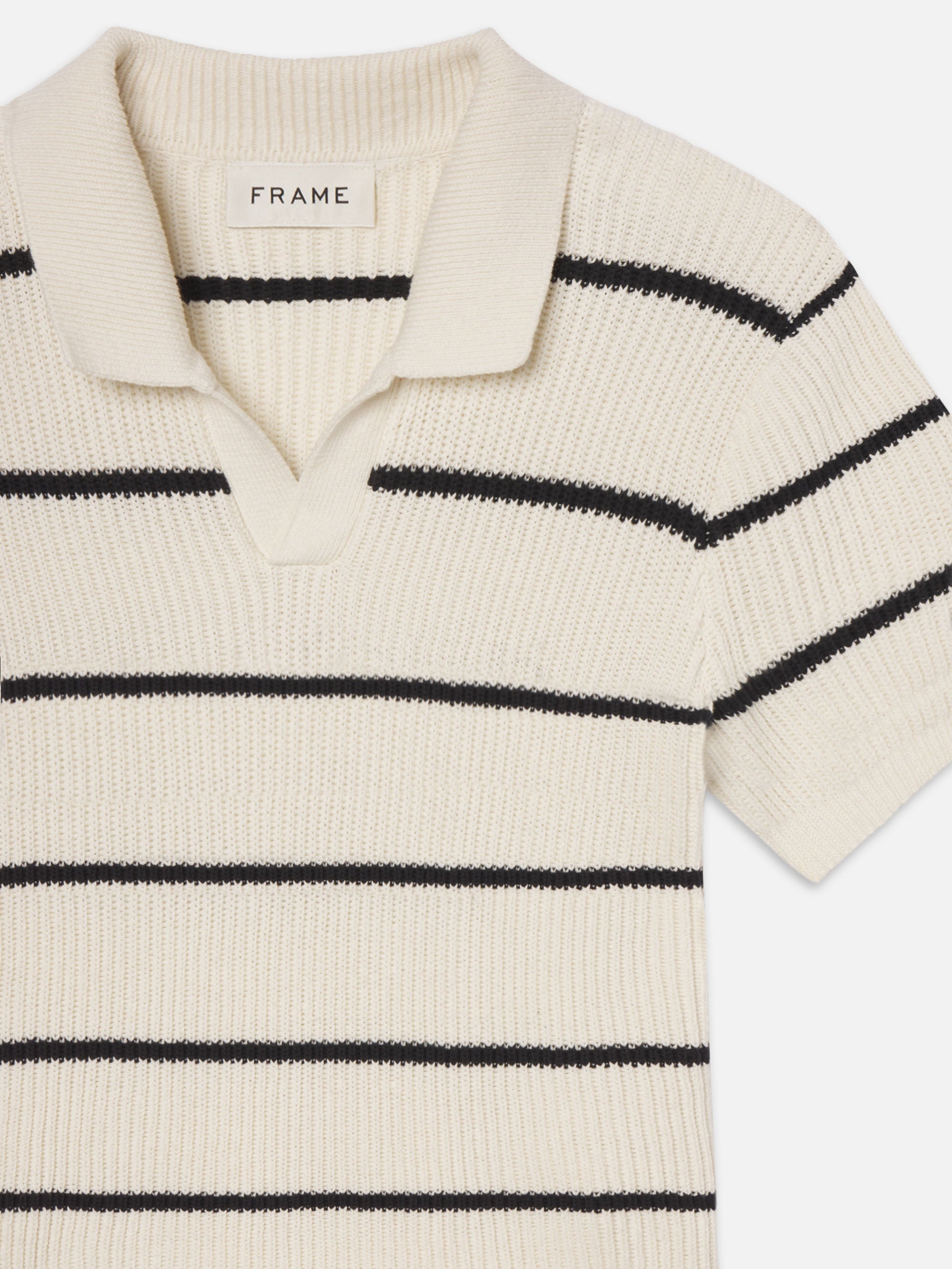 Striped Polo Sweater in Black Stripe - 4