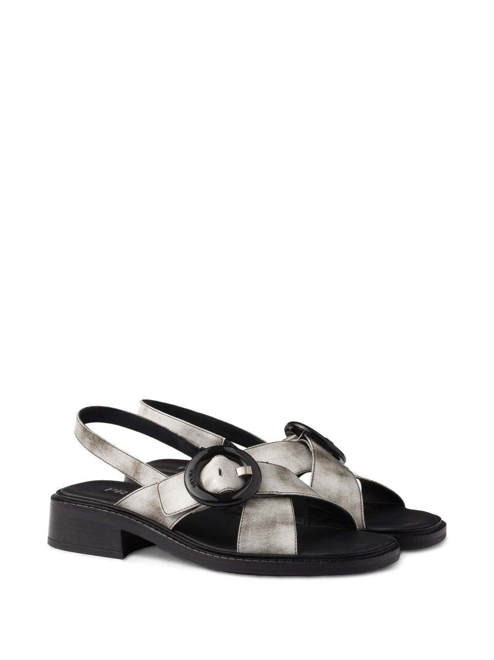 brushed-finish leather sandals - 2