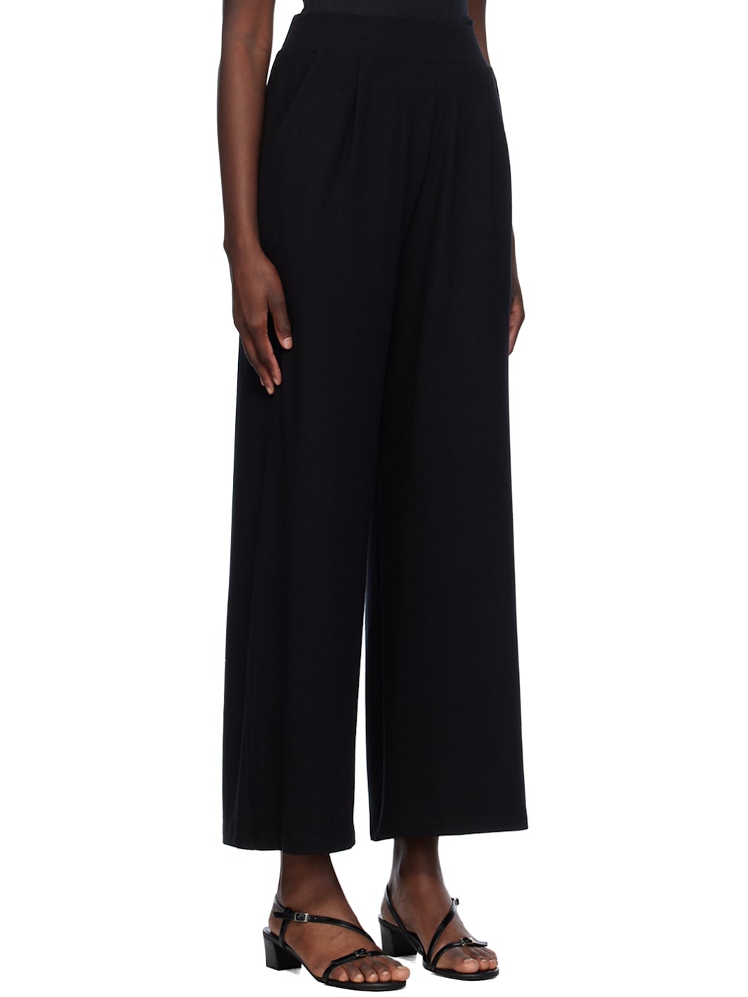 Black Lauren Pleated Pocket Trousers - 2