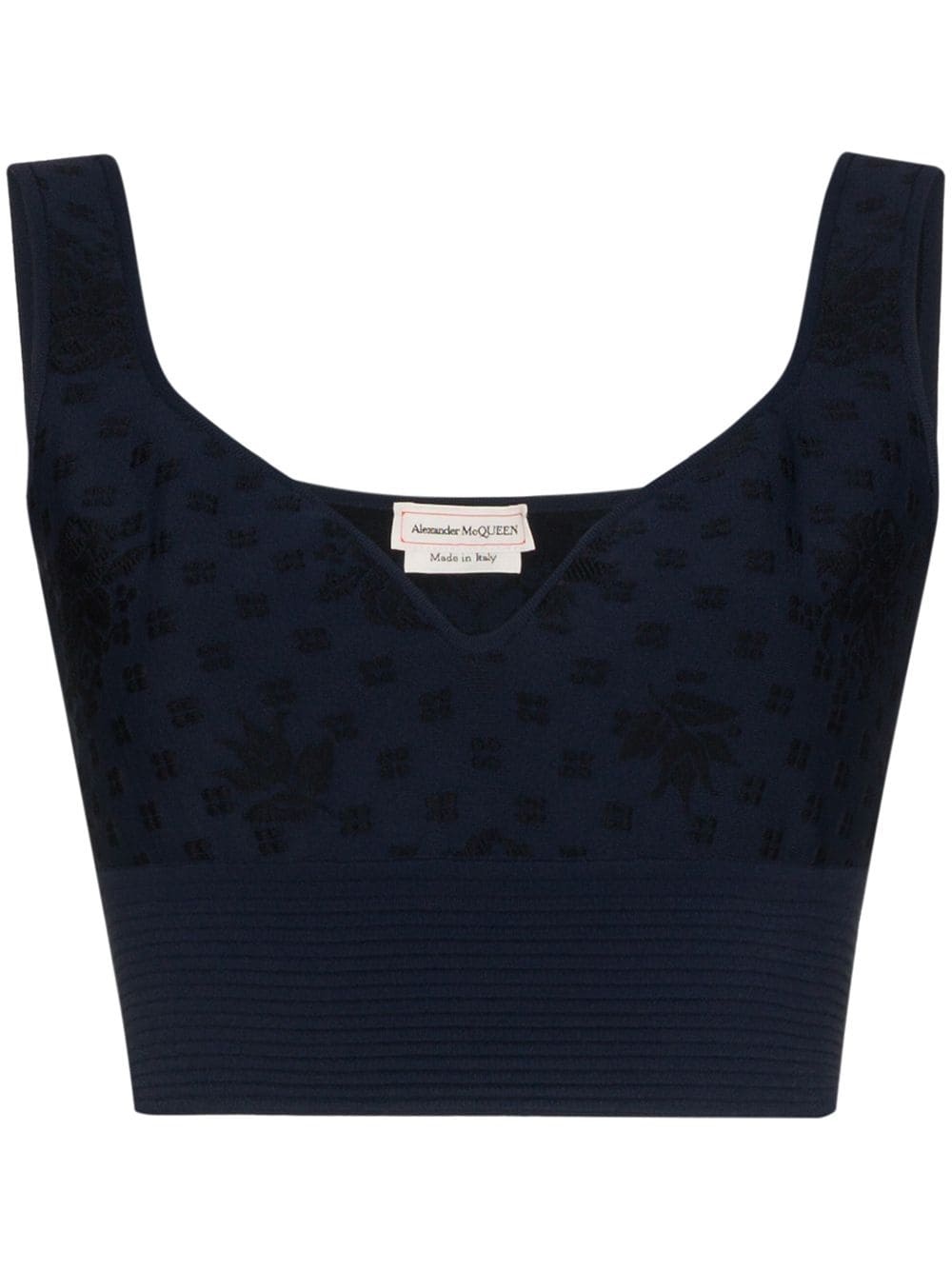 floral jacquard crop top - 1