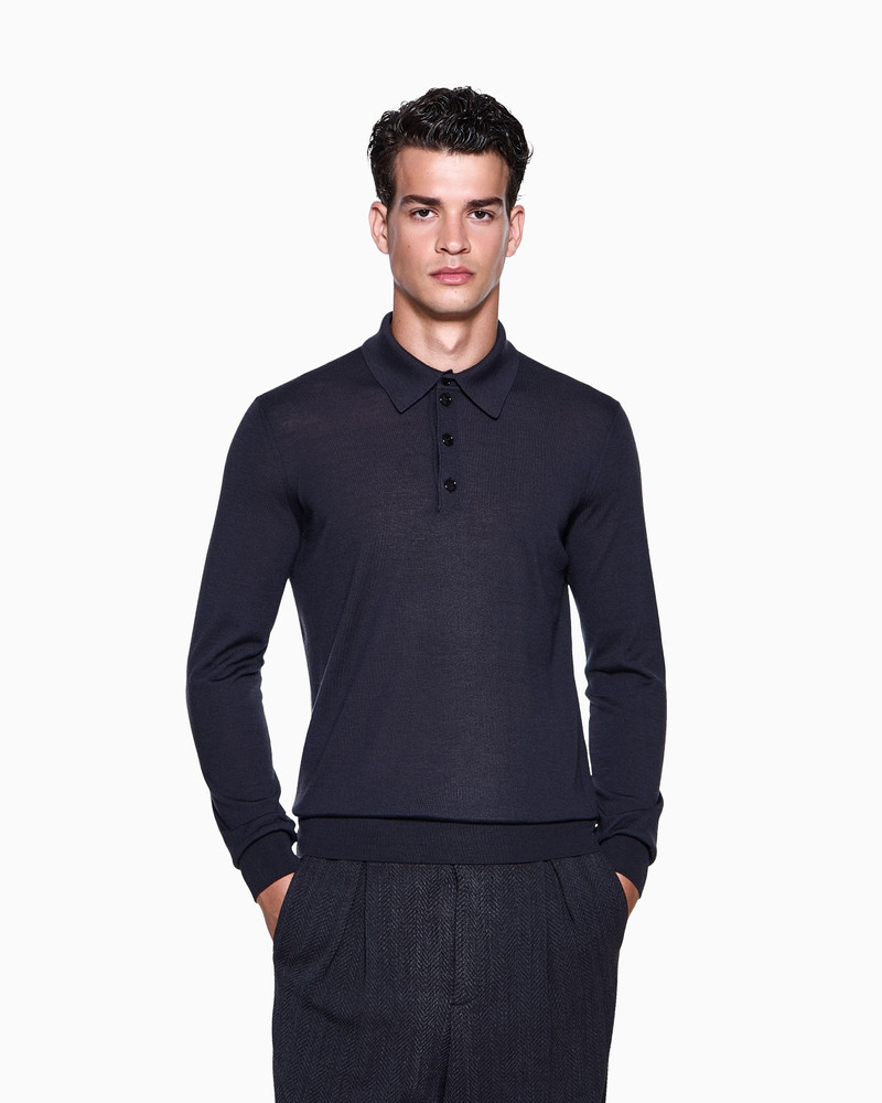 GIORGIO ARMANI LONG-SLEEVED POLO SHIRT IN VIRGIN WOOL outlook