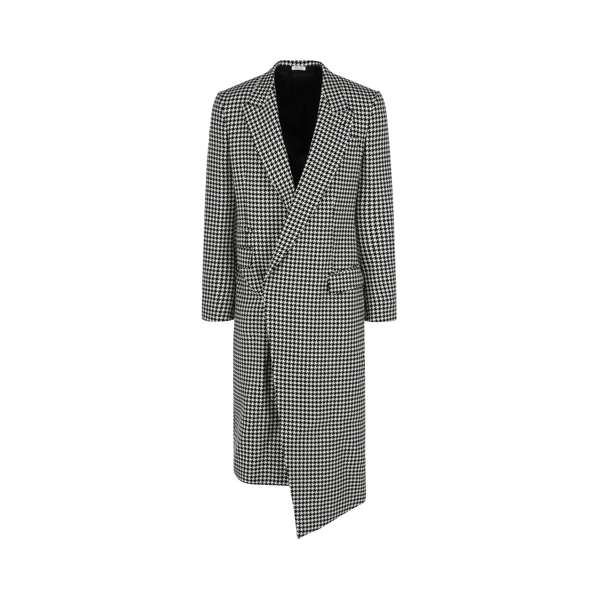 Alexander McQueen Asymmetrical Houndstooth Coat 'White/Black' - 1