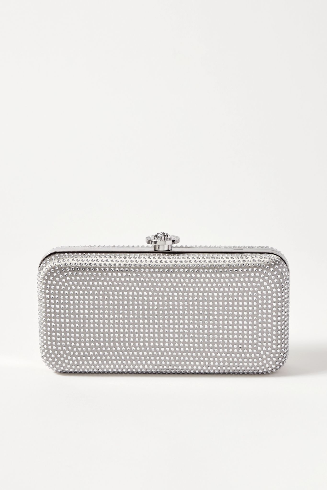 Crystal-embellished metallic satin clutch - 1