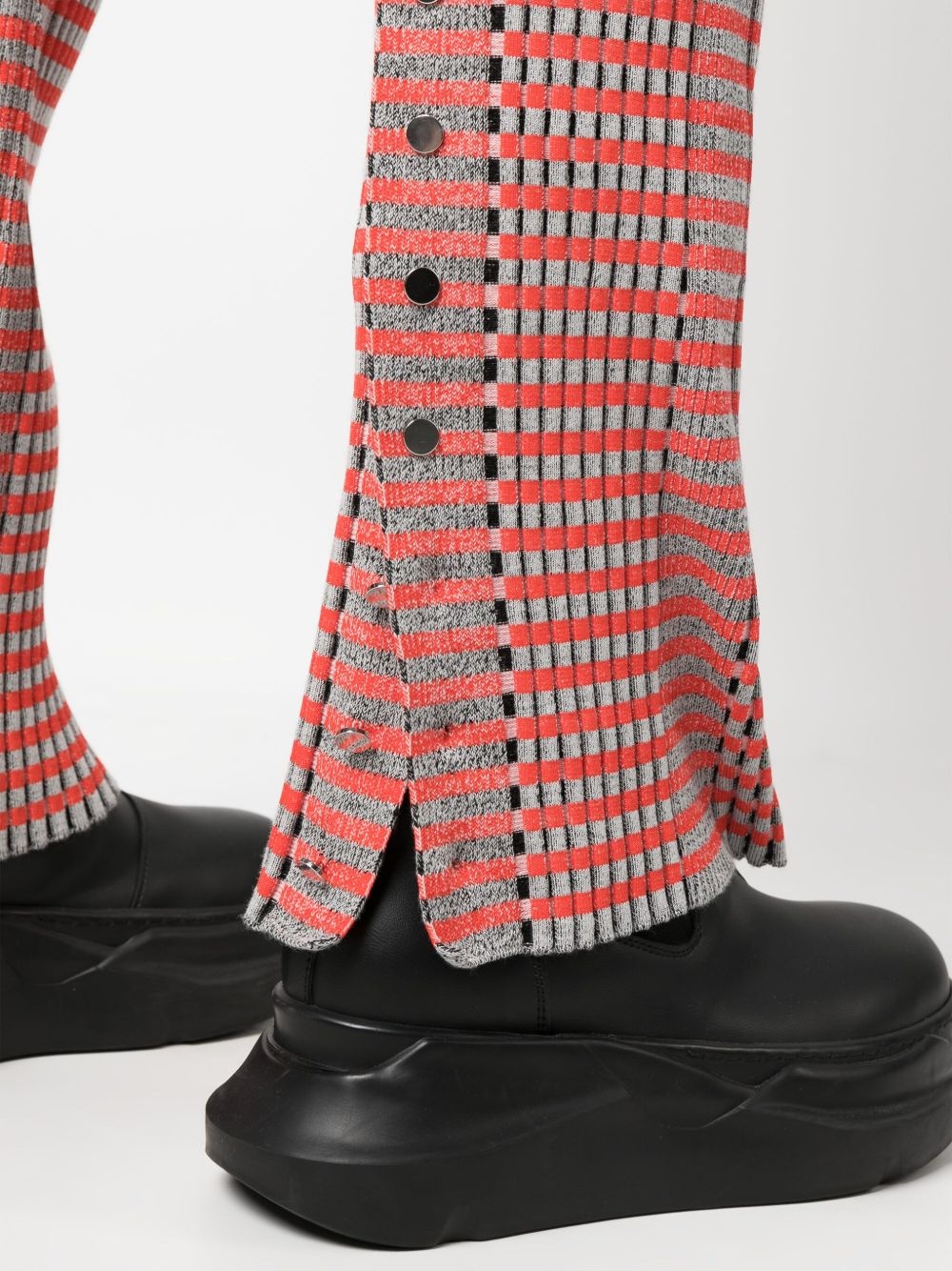 check-pattern ribbed-knit trousers - 5