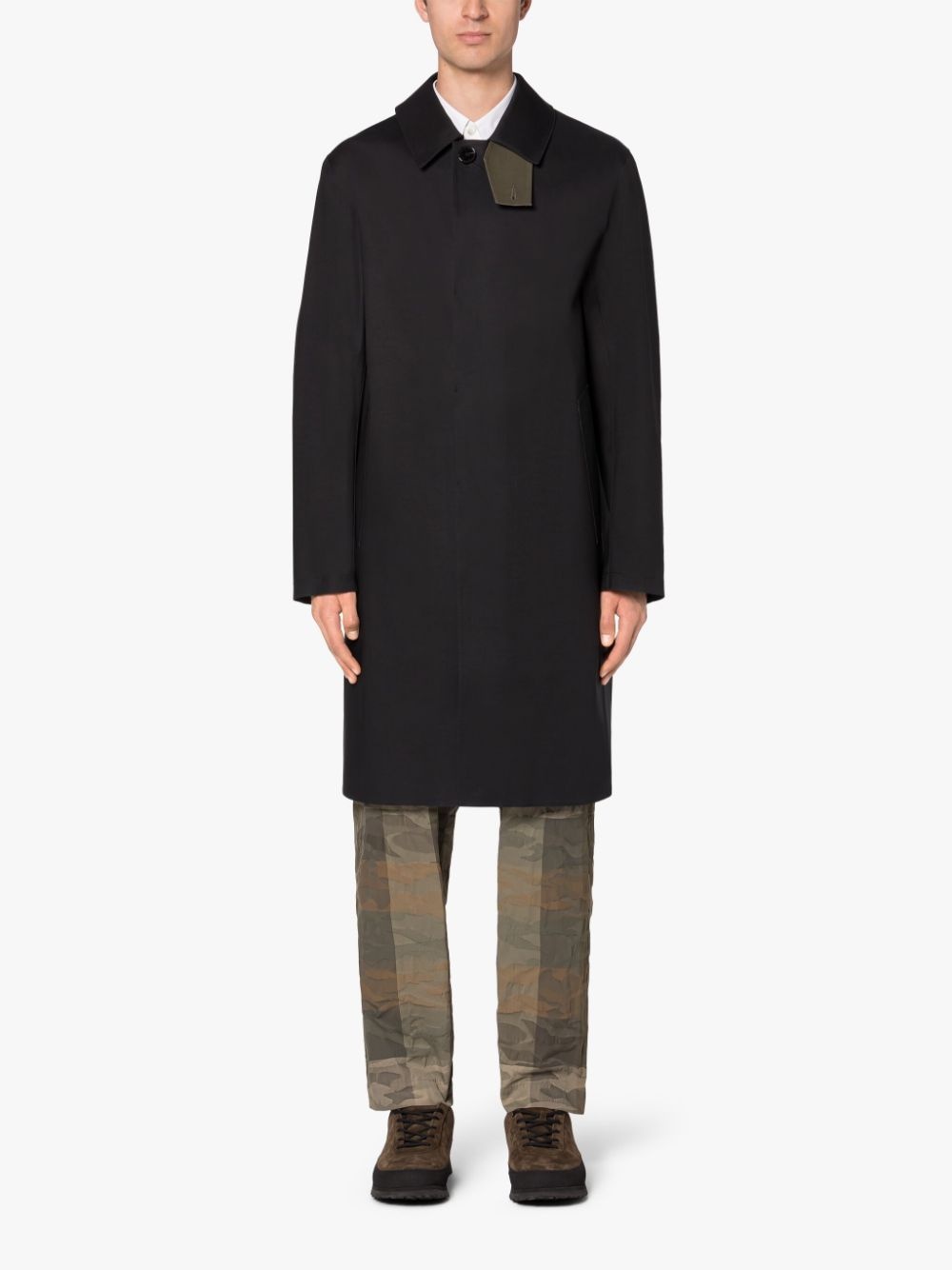 TARTAN OXFORD BLACK BONDED COTTON 3/4 COAT - 2