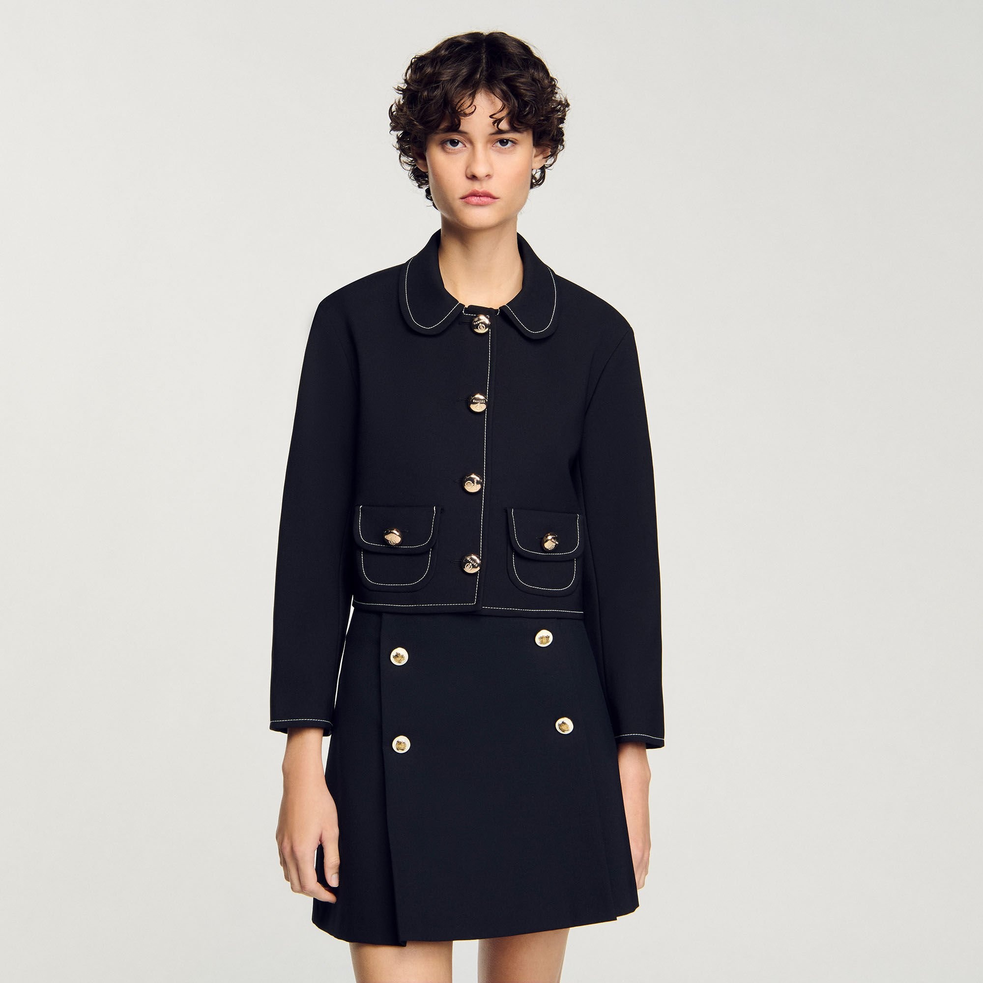 PETER PAN COLLAR CROPPED JACKET - 4
