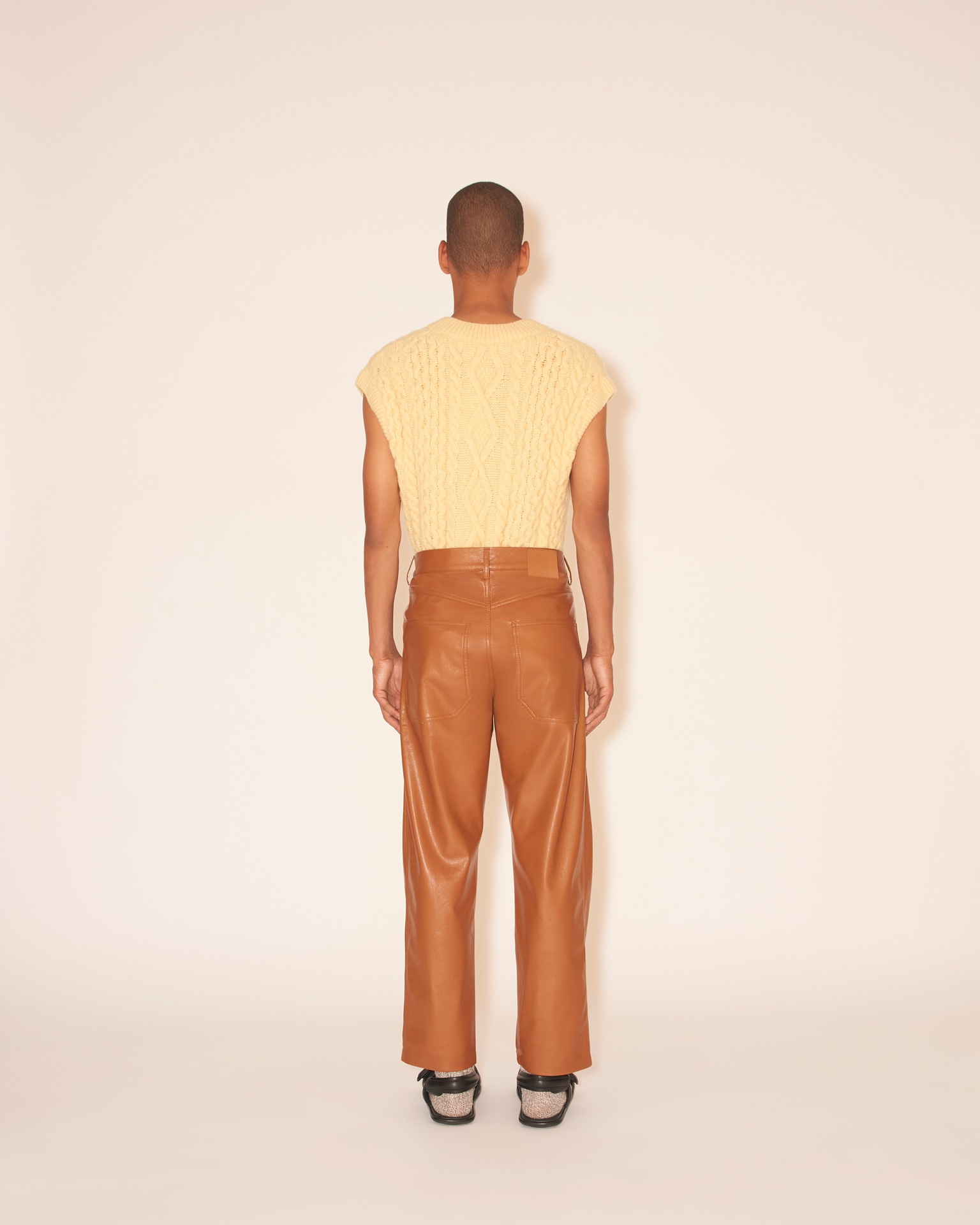 JASPER - OKOBOR™ alt-leather workwear trousers - Tobacco - 5