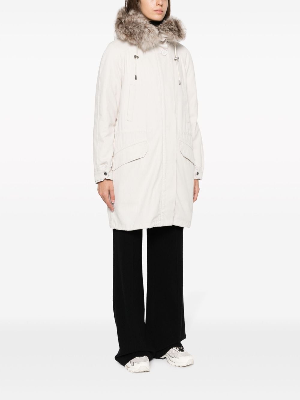detachable-hood midi parka - 3