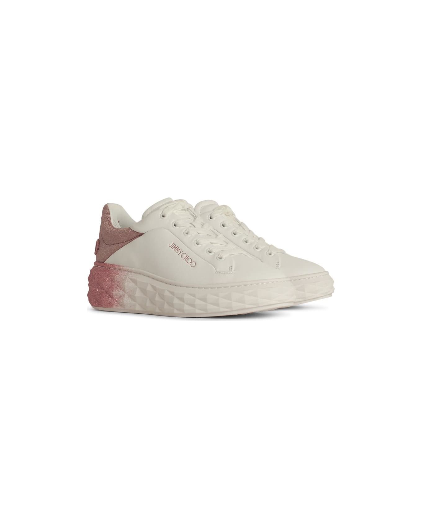 'diamond' Pink Leather Sneakers - 2