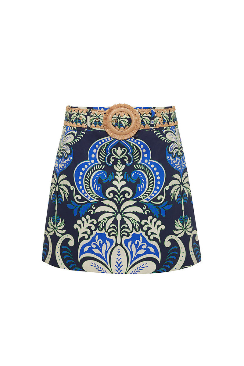Blaze Skirt The Chic Raffia Belt Cinches This Sophisticated Mini Silhouette 1
