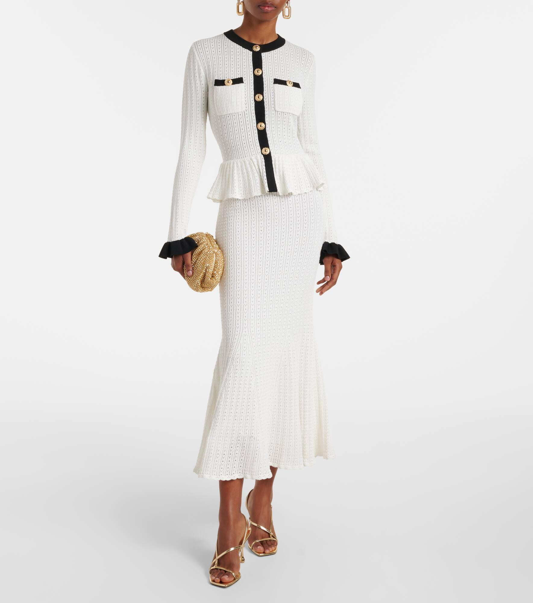 Pointelle peplum midi dress - 2