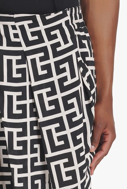Ivory and black draped eco-designed pants with maxi Balmain monogram - 6