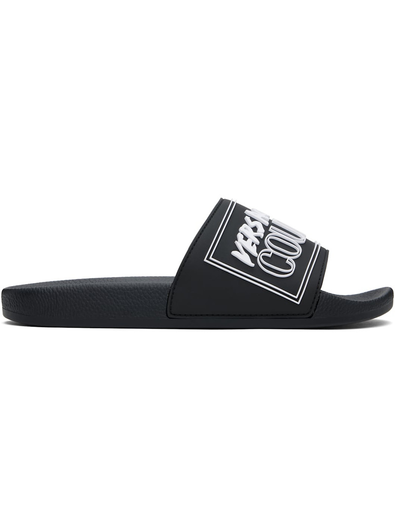 Black Logo Shelly Pool Slides - 1