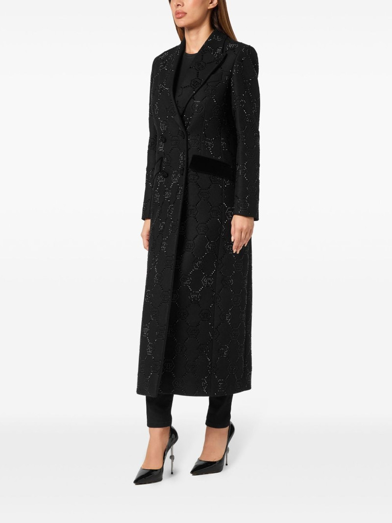 monogram crystal double-breasted coat 3