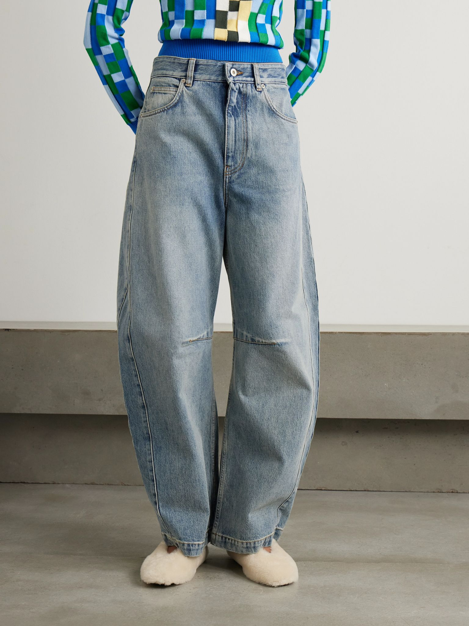Anagram high-rise barrel-leg jeans Blue - 3