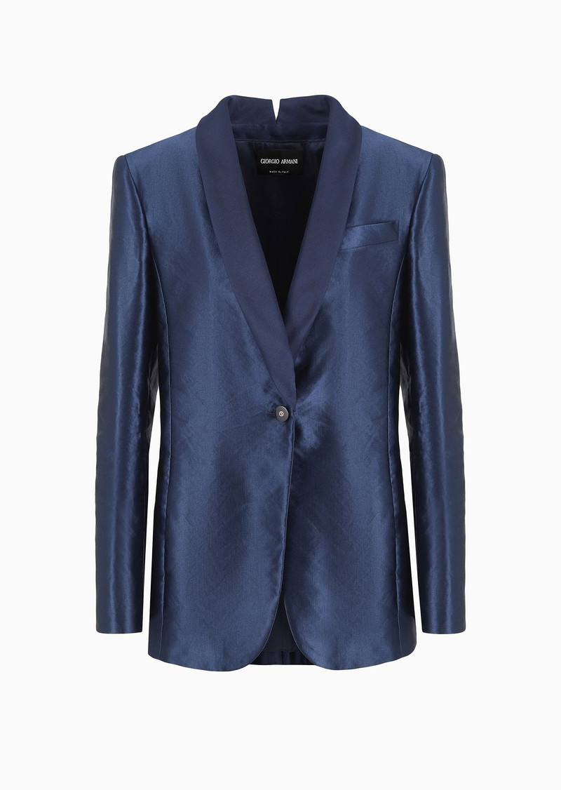 Single-breasted enzyme-treated linen and silk jacket - 1