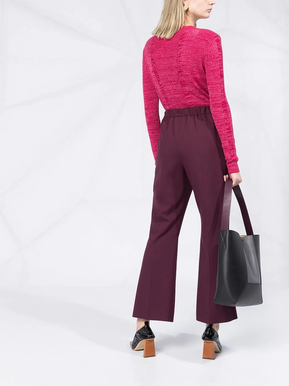 high-waisted flared trousers - 4