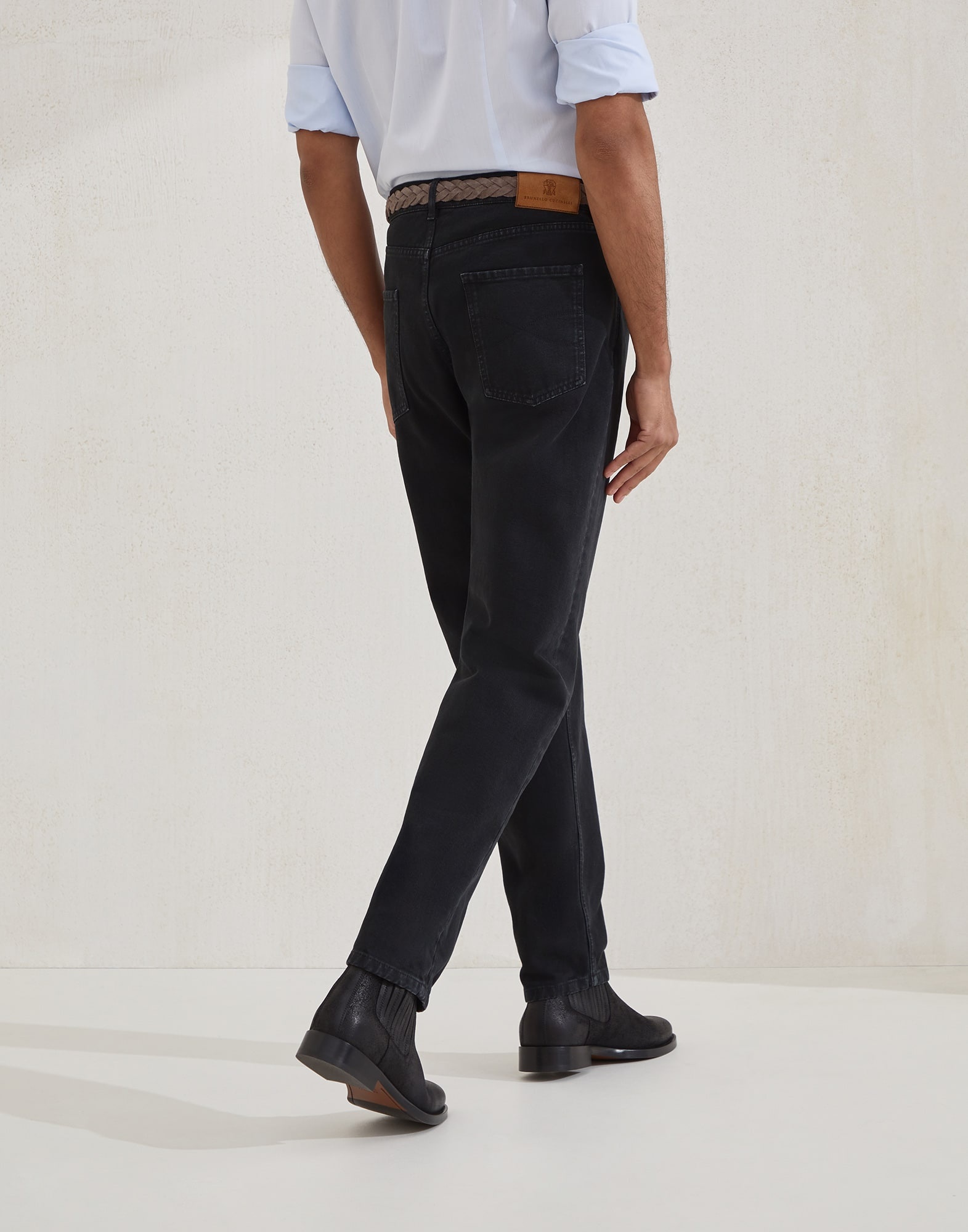 Garment-dyed iconic fit five-pocket trousers in denim - 2
