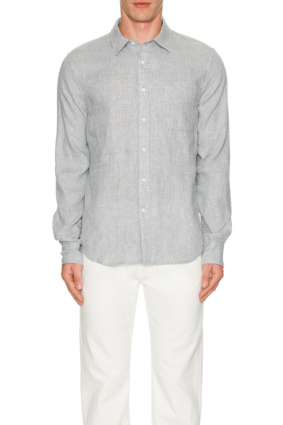 Houndstooth Seperate Placket Long Sleeve Shirt - 4