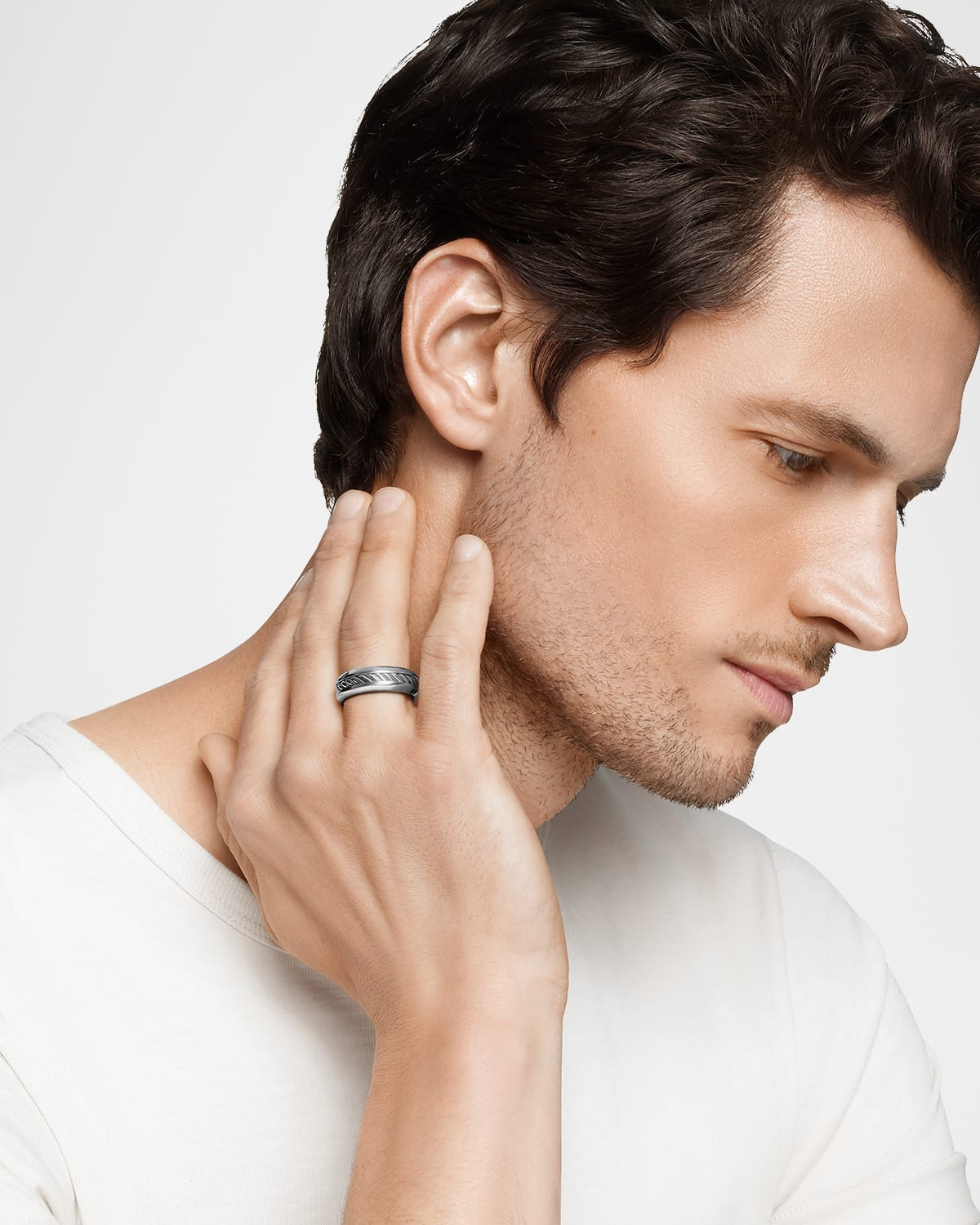 8mm Men's Cable Ring in Silver - 6
