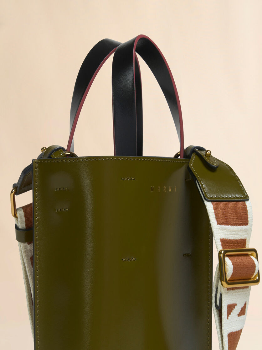 DEEP GREEN BROWN AND BLACK LEATHER MUSEO NANO BAG - 5