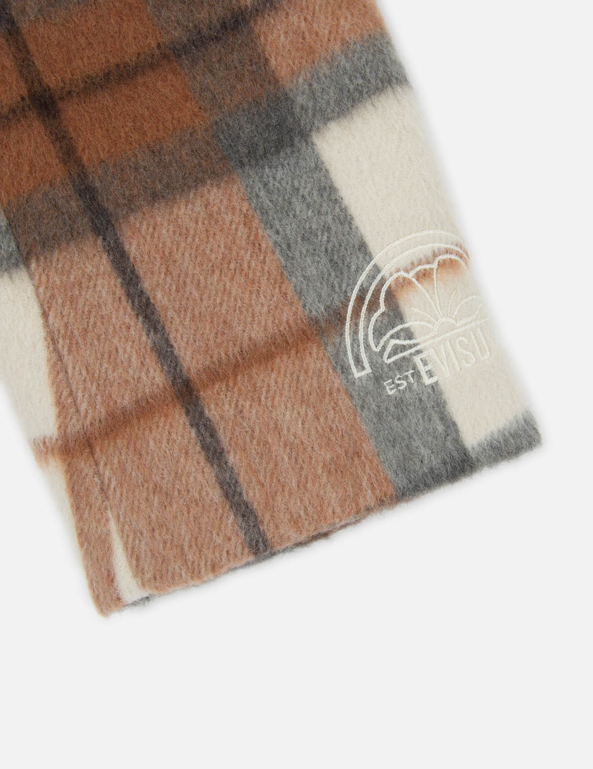 SEAGULL EMBROIDERY CHECKED WOOL-BLEND COAT - 10