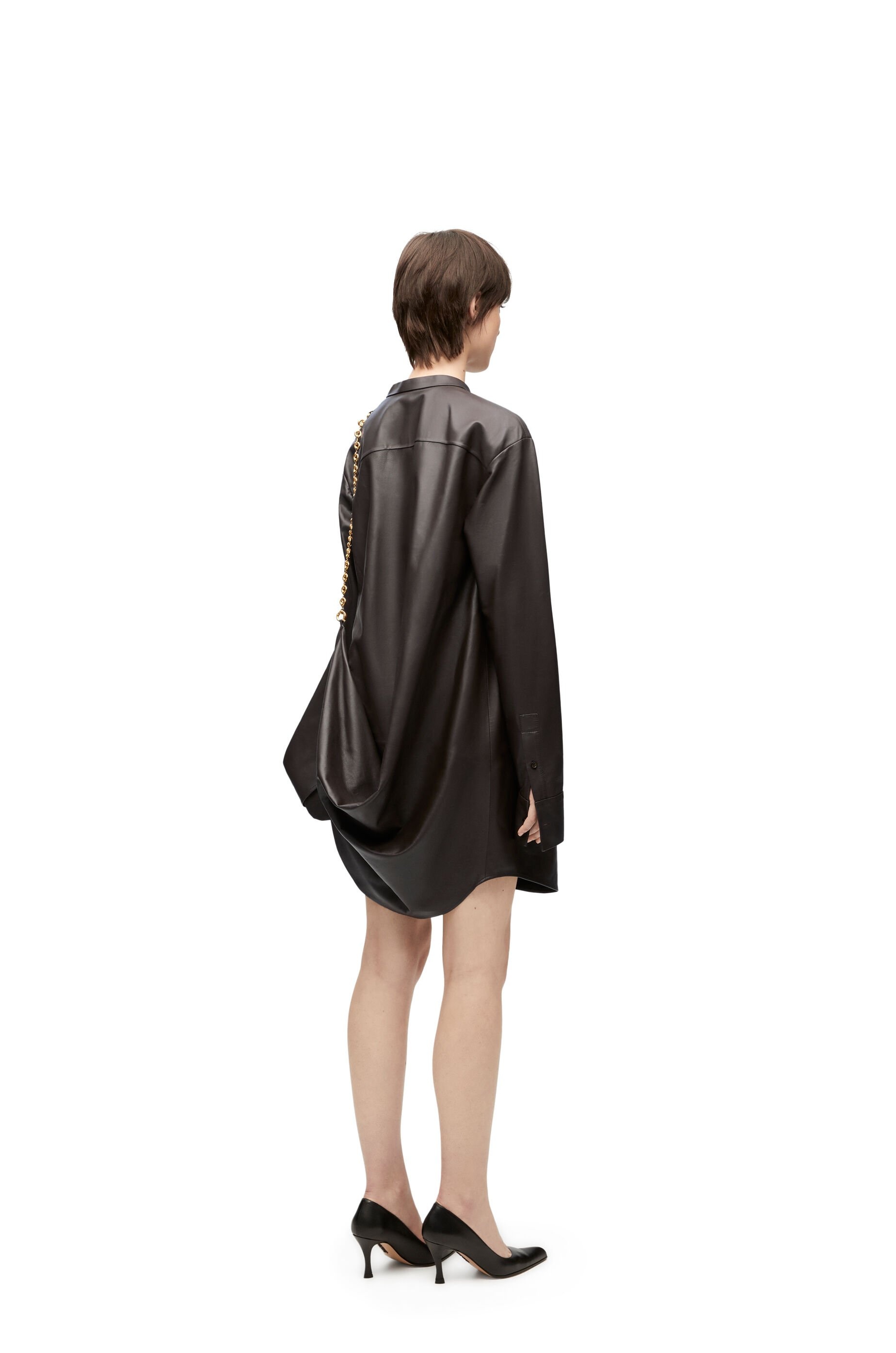 Chain shirt dress in nappa lambskin - 4