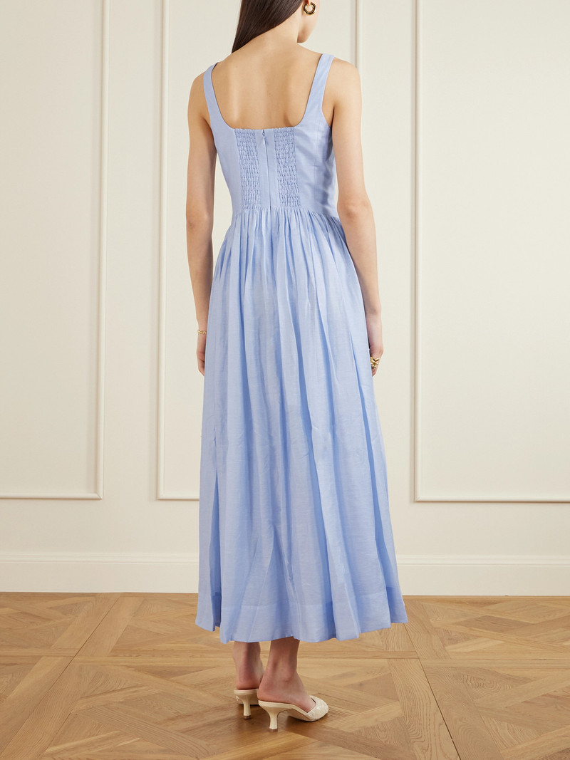 Mist Pleated Paneled Lyocell-blend Midi Dress 3