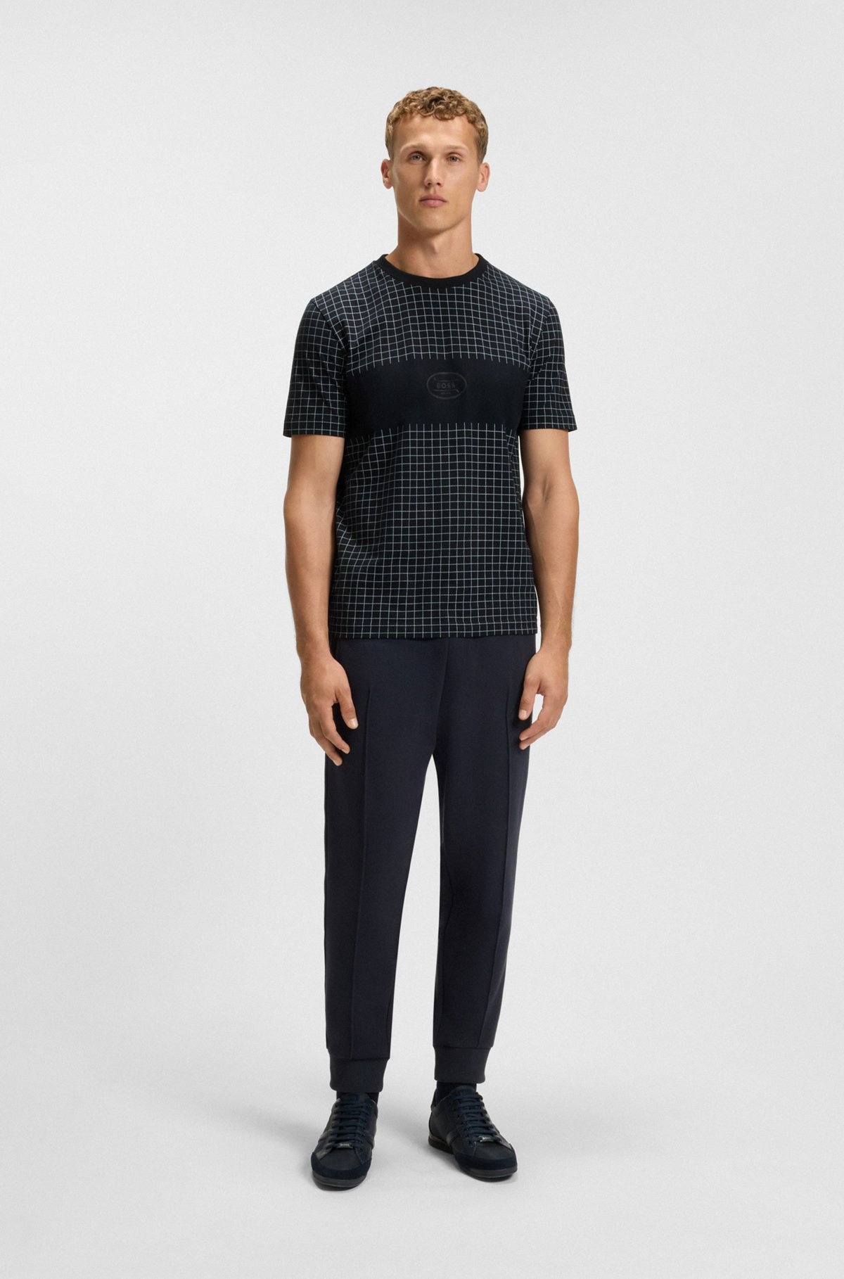PIMA-COTTON T-SHIRT WITH CHECK PRINT - 4