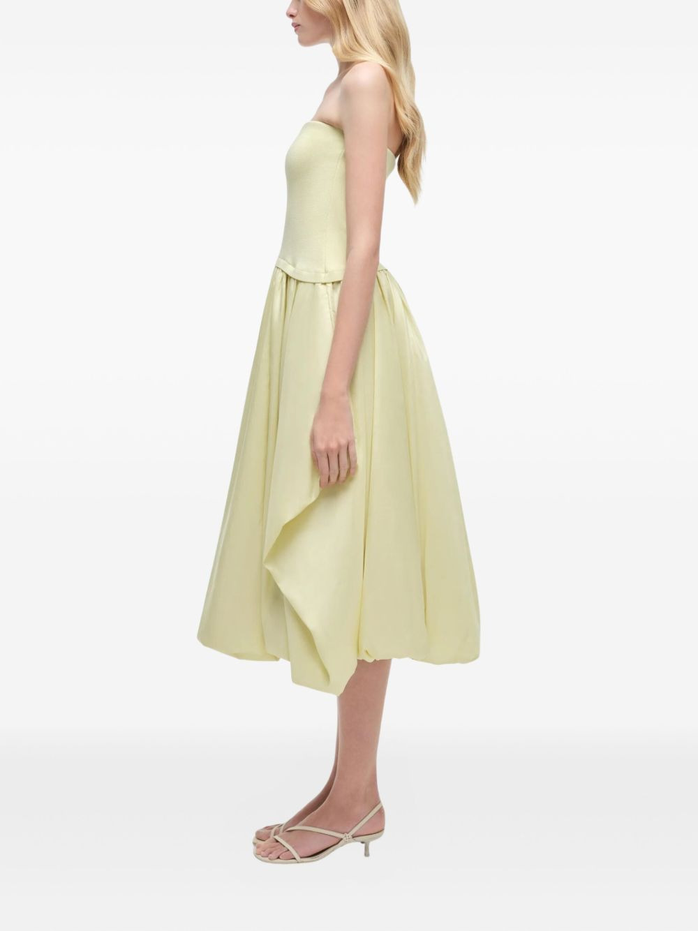 strapless balloon-skirt midi day dress - 4