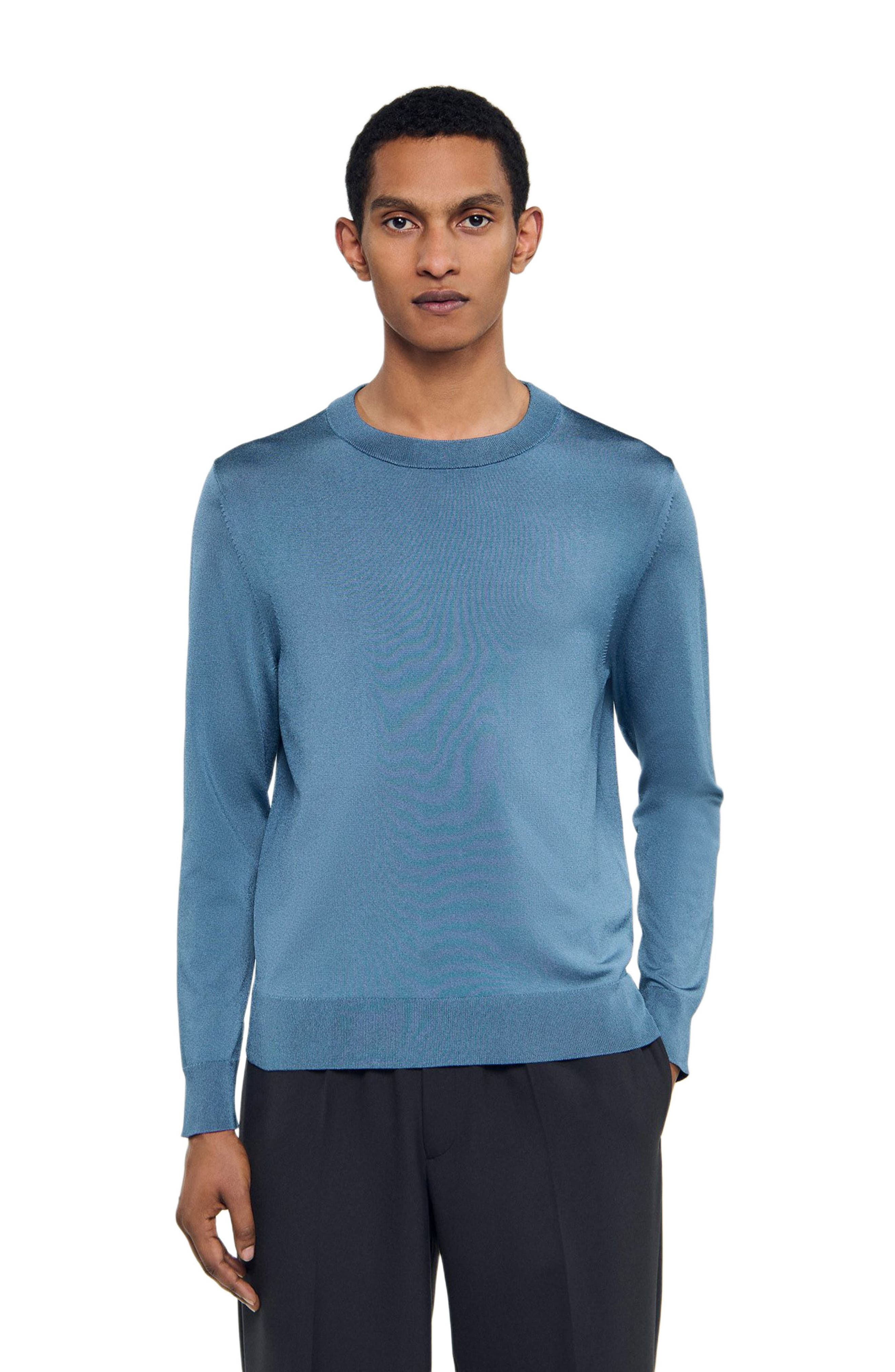 SANDRO Fine knit sweater in Blue Office at Nordstrom - 3