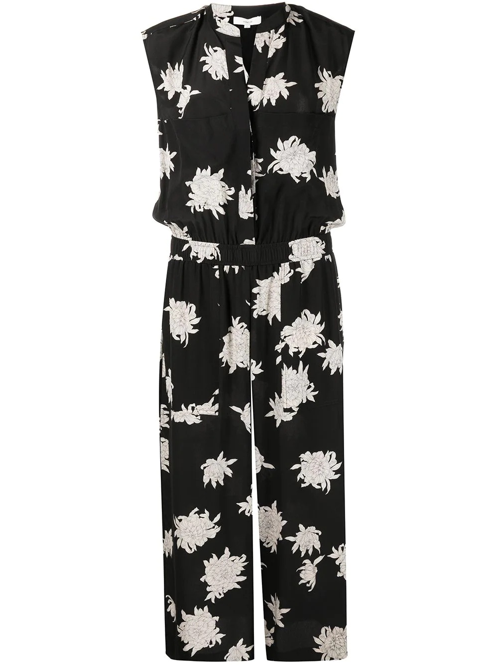 floral-print silk cropped jumpsuit - 1